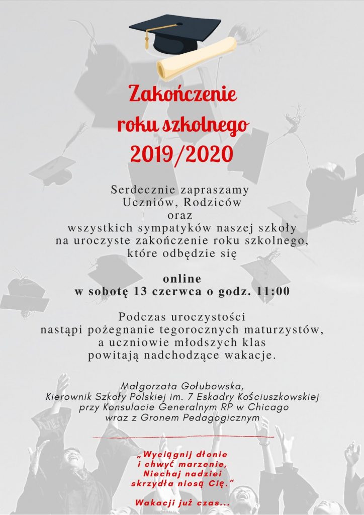 Zakończenie roku szkolnego 2019/2020 online