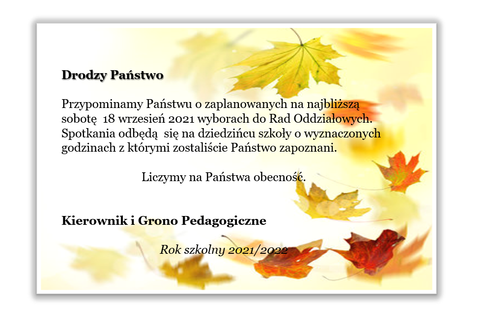 WYBORY DO RAD ODDZIAŁOWYCH 2021/2022