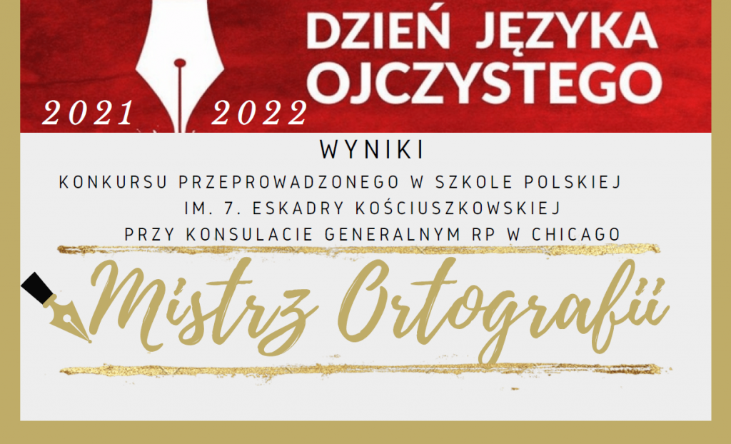 Wyniki Szkolnego Konkursu Ortograficznego „Mistrz ortografii  2021/2022”