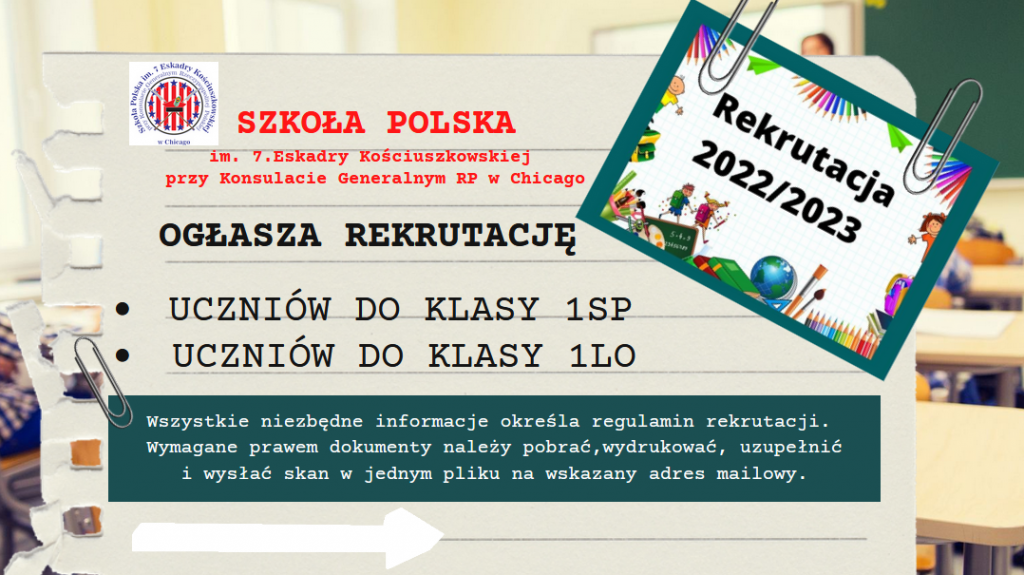 REKRUTACJA NA ROK SZKOLNY 2022/2023