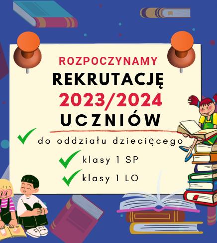 REKRUTACJA NA ROK SZKOLNY 2023/2024