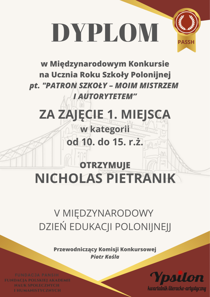 Uczeń Roku – V Międzynarodowy Dzień Edukacji Polonijnej