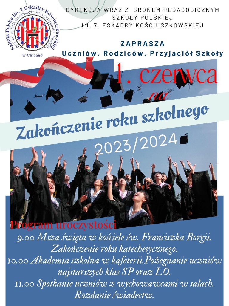 Uroczystość zakończenia roku szkolnego 2023/224