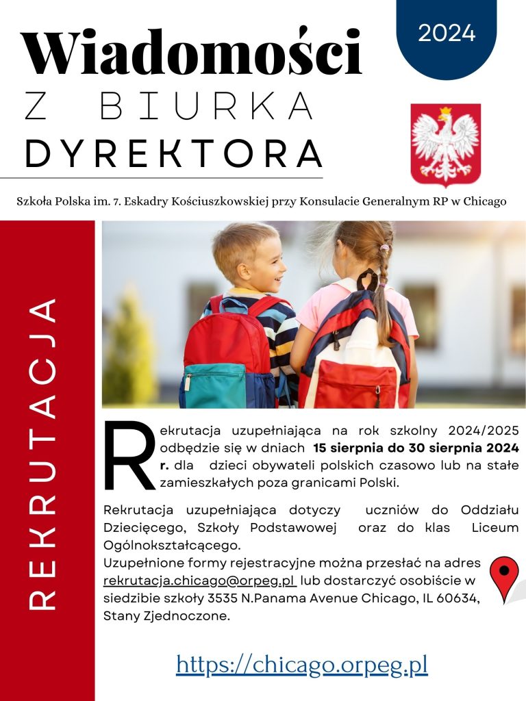 Rekrutacja Uzupełniająca na rok szkolny 2024/2025